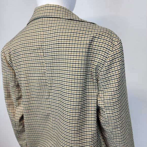 Mod Ref Checkered Blazer Lady Jacket Size S Beige Double Breast Boxy Academia - Picture 10 of 16